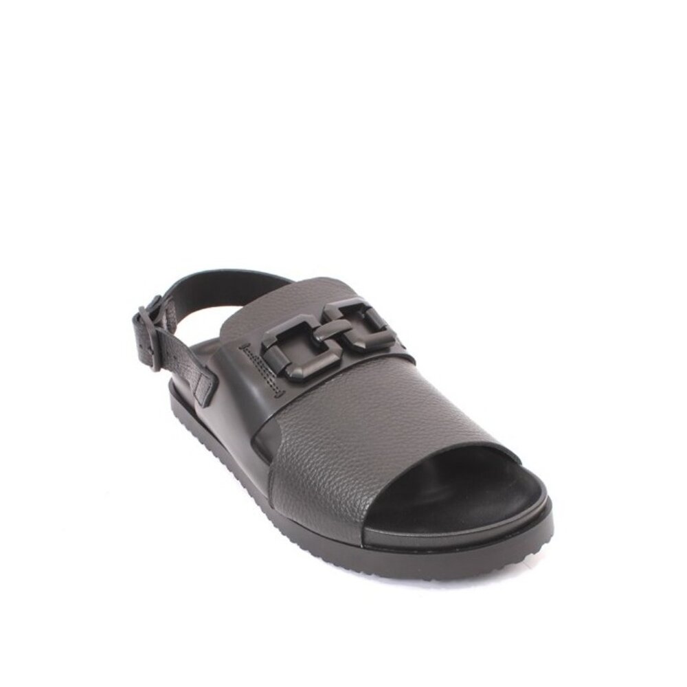 Mariano Paoletti 324a Black Leather Slides Men Comfort Sandals